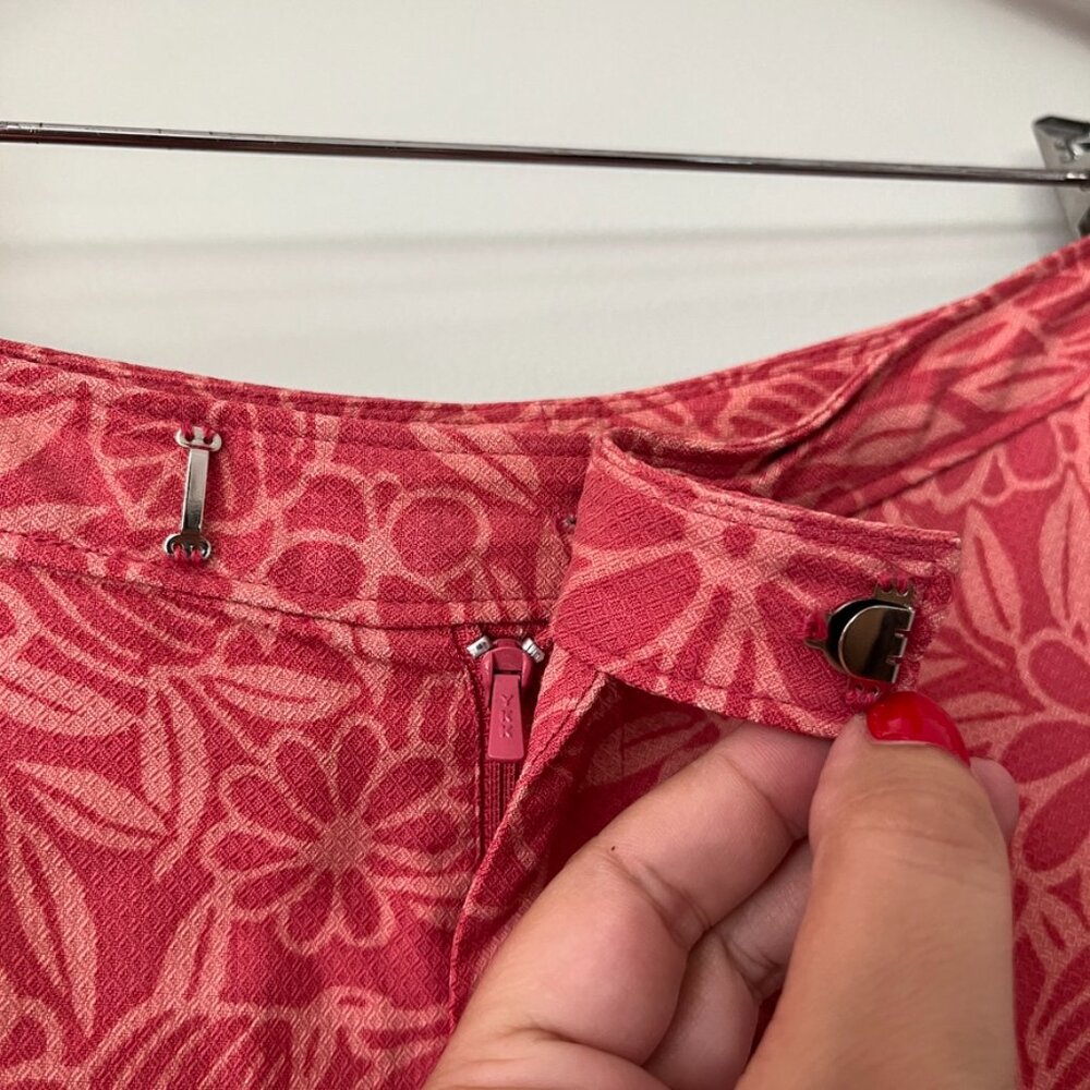 VTG Tommy Bahama Pants Size 6 100% Silk Straight Leg Resort Floral Cropped Pink - Picture 4 of 10